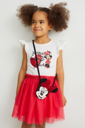 C&A Minnie Mouse Set And Bag 2 Piece Jurken Meisjes Roze | 8043IWSNJ