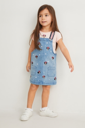 C&A Minnie Mouse Set Sleeve And Pinafore 2 Piece T-shirts Meisjes Blauw Lichtblauw | 7258AXCEK