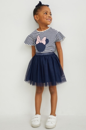 C&A Minnie Mouse Set Sleeve , And Scrunchie T-shirts Meisjes Donkerblauw Wit | 6547HLCDZ