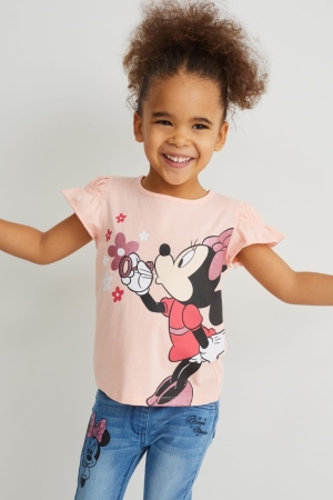 C&A Minnie Mouse Sleeve T-shirts Meisjes Roze | 9354HWBAZ