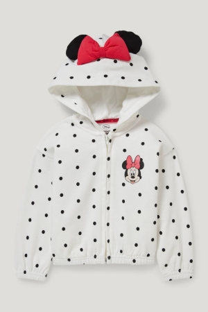 C&A Minnie Mouse Zip-through With Hood Polka Dot Sweatshirts Meisjes Wit | 3108QFWEY