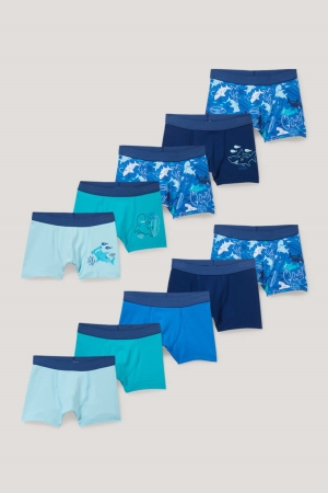 C&A Multipack Of 10 Boxer Organic Katoenen Ondergoed Jongens Donkerblauw | 2415YHVNK