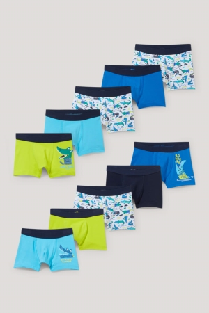 C&A Multipack Of 10 Boxer Organic Katoenen Ondergoed Jongens Blauw | 5341YDZGR