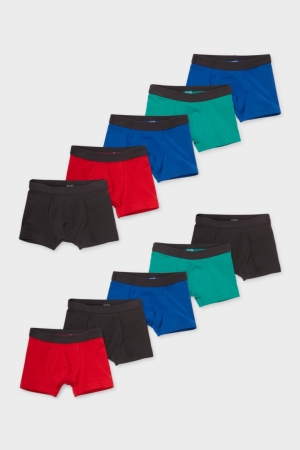 C&A Multipack Of 10 Boxer Organic Katoenen Ondergoed Jongens Rood Donkerblauw | 7806KWDLV