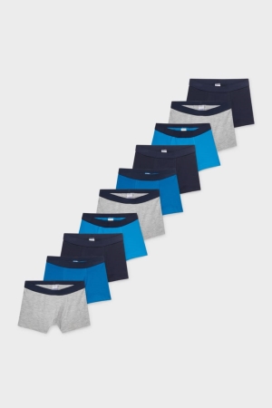C&A Multipack Of 10 Boxer Organic Katoenen Ondergoed Jongens Grijs Donkerblauw | 9027SJTLI