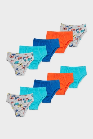 C&A Multipack Of 10 Briefs Organic Katoenen Ondergoed Jongens Oranje Turquoise | 1283WKTXG