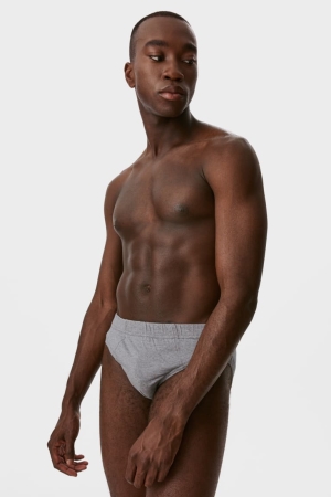 C&A Multipack Of 10 Briefs Organic Katoenen Ondergoed Heren Grijs | 1540XBADO