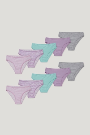 C&A Multipack Of 10 Briefs Organic Katoenen Ondergoed Meisjes Lichtpaars | 6892JLHKW
