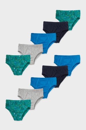 C&A Multipack Of 10 Briefs Organic Katoenen Ondergoed Jongens Zwart Grijs | 7058FRKIA