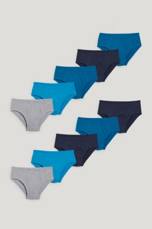 C&A Multipack Of 10 Briefs Organic Katoenen Ondergoed Jongens Blauw | 8476ZHSXA