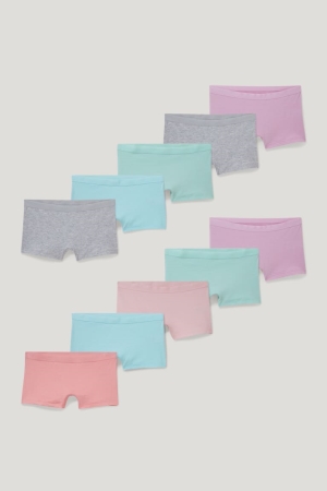 C&A Multipack Of 10 Organic Katoenen Ondergoed Meisjes Roze Turquoise | 7425FTOIL
