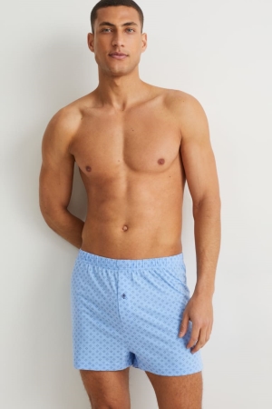 C&A Multipack Of 2 Boxer Jersey Organic Katoenen Ondergoed Heren Blauw | 9231VXYGB