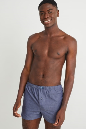 C&A Multipack Of 2 Boxer Woven Organic Katoenen Ondergoed Heren Donkerblauw | 7206URCLD