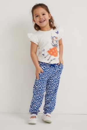 C&A Multipack Of 2 Floral Broek Meisjes Blauw | 3750HLNCX