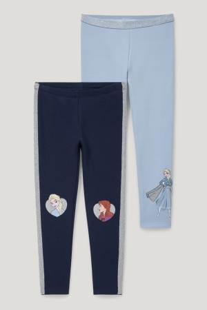 C&A Multipack Of 2 Frozen Thermal Leggings Broek Meisjes Donkerblauw | 9678LDPOU