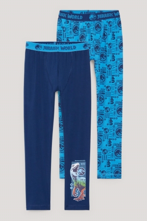 C&A Multipack Of 2 Jurassic World Long Pants Ondergoed Jongens Donkerblauw | 5032OCSFG