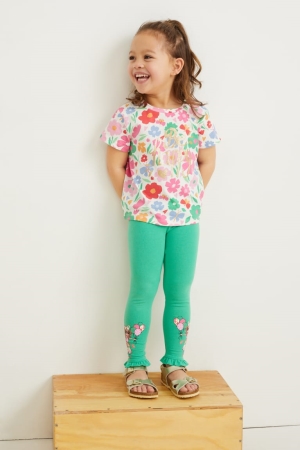 C&A Multipack Of 2 Leggings Broek Meisjes Groen | 4137BHCFK