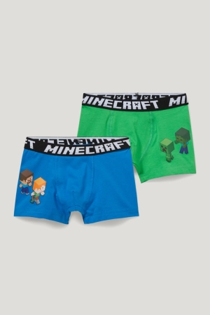 C&A Multipack Of 2 Minecraft Boxer Organic Katoenen Ondergoed Jongens Blauw | 3962VGJFP