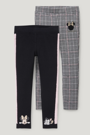 C&A Multipack Of 2 Minnie Mouse Leggings Broek Meisjes Zwart | 0543IBDHO