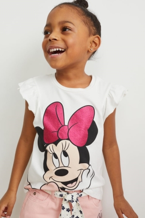 C&A Multipack Of 2 Minnie Mouse Sleeve T-shirts Meisjes Wit Roze | 9483TDBCI