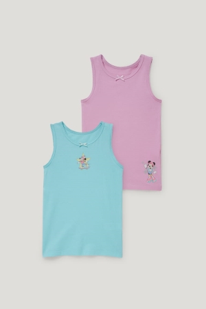 C&A Multipack Of 2 Minnie Mouse Vest Organic Katoenen Ondergoed Meisjes Roze Turquoise | 6184CGMZA