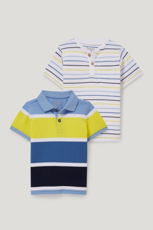 C&A Multipack Of 2 Polo And Sleeve Gestreept Overhemd Jongens Blauw | 2849EYPDX