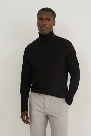 C&A Multipack Of 2 Polo Neck Organic Katoenen Topjes Heren Zwart | 7186ANTOX