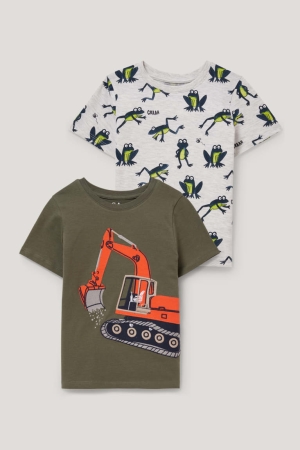 C&A Multipack Of 2 Sleeve With In-conversion Katoenen T-shirts Jongens Groen | 0195FNAXS