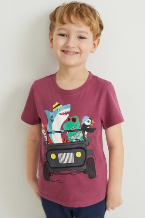 C&A Multipack Of 2 Sleeve With In-conversion Katoenen T-shirts Jongens Bordeaux | 2705YSLWI