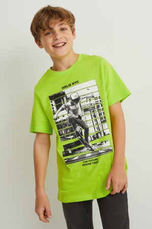 C&A Multipack Of 2 Sleeve With In-conversion Katoenen T-shirts Jongens Lichtgroen | 8039THRPQ