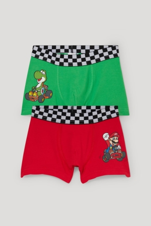 C&A Multipack Of 2 Super Mario Boxer Organic Katoenen Ondergoed Jongens Groen | 2108DOWGI