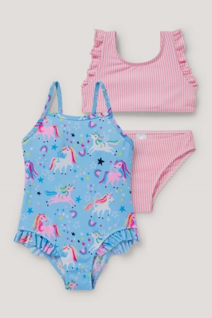 C&A Multipack Of 2 Swimsuit And Bikini Lycra® Xtra Life™ Zwemkleding Meisjes Lichtblauw | 3190ZJOVU
