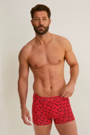 C&A Multipack Of 2 Trunks Organic Katoenen Lycra® Ondergoed Heren Rood Zwart | 0413RFTOJ