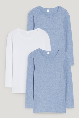 C&A Multipack Of 3 Base Layer Organic Katoenen Ondergoed Jongens Lichtblauw | 0541BPDFS