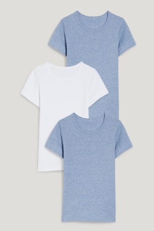 C&A Multipack Of 3 Base Layer With Organic Katoenen Ondergoed Jongens Lichtblauw | 5289HTMDS