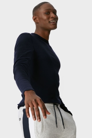 C&A Multipack Of 3 Basic Long Sleeve Organic Katoenen Topjes Heren Wit Zwart | 2941LYVQF