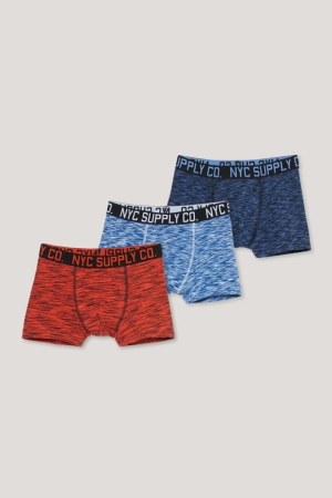 C&A Multipack Of 3 Boxer Organic Katoenen Ondergoed Jongens Oranje Donkerblauw | 7685YFDPU