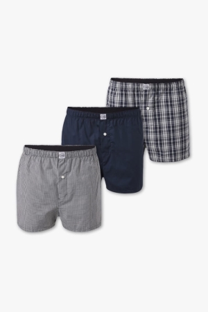 C&A Multipack Of 3 Boxer Woven Organic Katoenen Ondergoed Heren Donkerblauw | 4912XEGZM