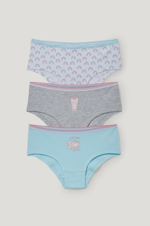 C&A Multipack Of 3 Briefs Organic Katoenen Ondergoed Meisjes Lichtturquoise | 6370ZBSNM