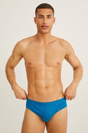 C&A Multipack Of 3 Briefs Organic Katoenen Ondergoed Heren Blauw | 8439OWHTK