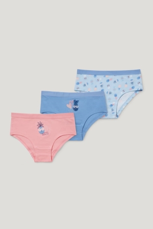 C&A Multipack Of 3 Briefs Organic Katoenen Ondergoed Meisjes Lichtblauw | 9378PGHLD