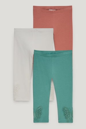 C&A Multipack Of 3 Capri Leggings Broek Meisjes Wit | 2047JUOTQ