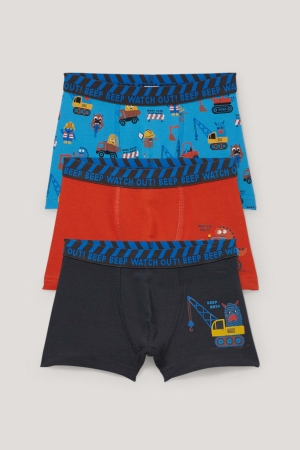 C&A Multipack Of 3 Digger Boxer Organic Katoenen Ondergoed Jongens Donkerblauw | 8359XISCW