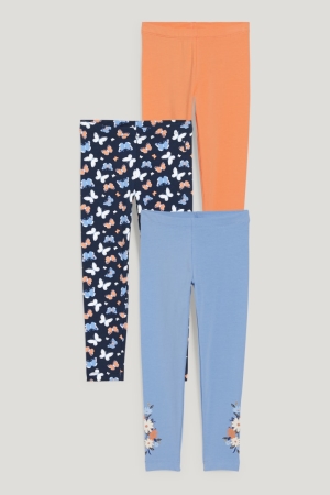 C&A Multipack Of 3 Leggings Broek Meisjes Blauw | 1648YHQSK