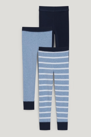 C&A Multipack Of 3 Long Pants Organic Katoenen Ondergoed Jongens Donkerblauw | 1947MPYOC