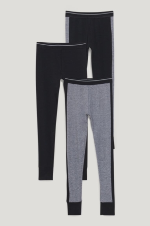 C&A Multipack Of 3 Long Pants With Organic Katoenen Ondergoed Jongens Zwart | 6538VWKJG