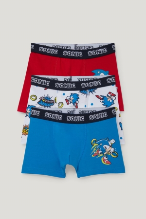 C&A Multipack Of 3 Sonic Boxer Organic Katoenen Ondergoed Jongens Blauw | 3521IJBNS