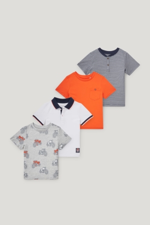 C&A Multipack Of 4 Sleeve T-shirts Jongens Donkeroranje | 9831PHAGI