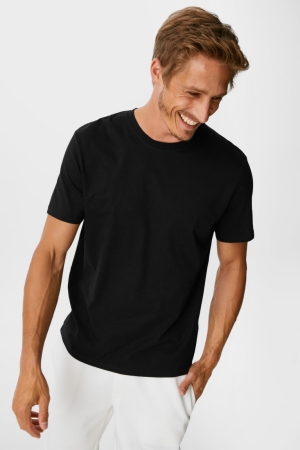 C&A Multipack Of 5Organic Katoenen T-shirts Heren Zwart | 0416SJQNM
