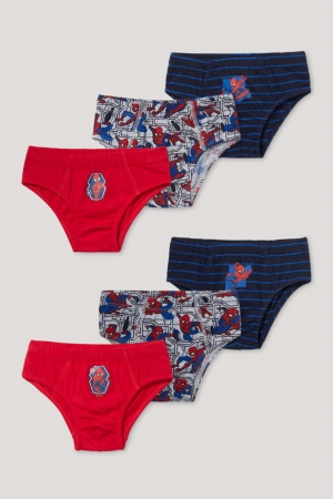 C&A Multipack Of 6 Spider-man Briefs Organic Katoenen Ondergoed Jongens Rood | 6834HUVOX